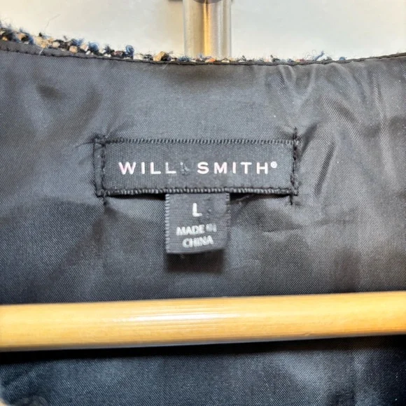 Willi Smith Black Cream Blue Tweed Size Large fits like Small Wool Blend Blazer - Picture 2 of 12